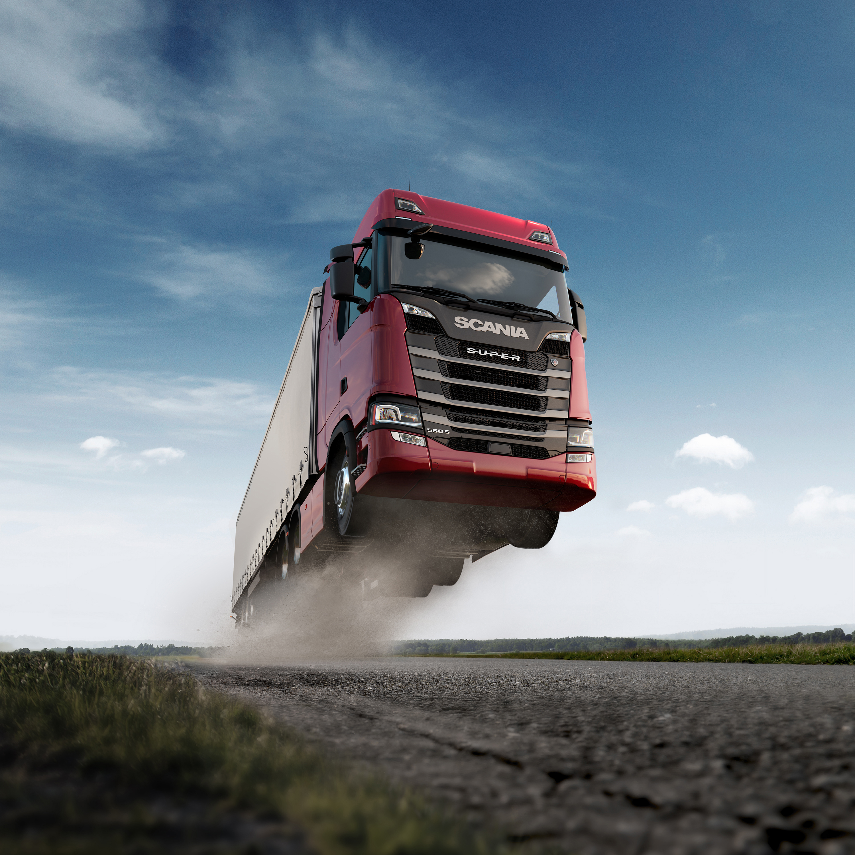 Scania truck flying through the air