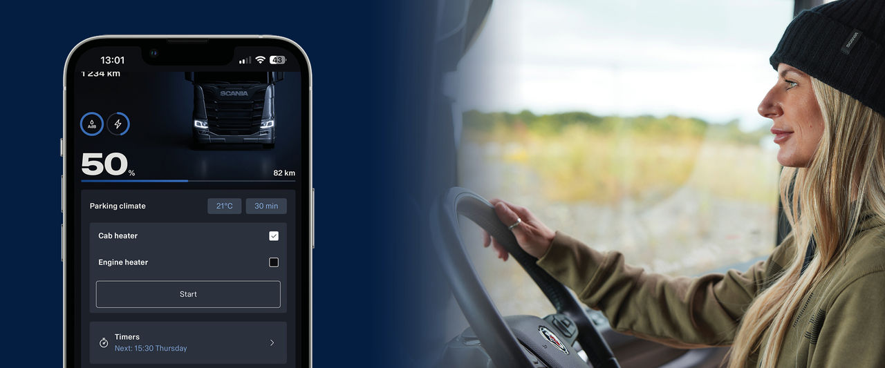 Warm your cab remotely using Scania Driver App