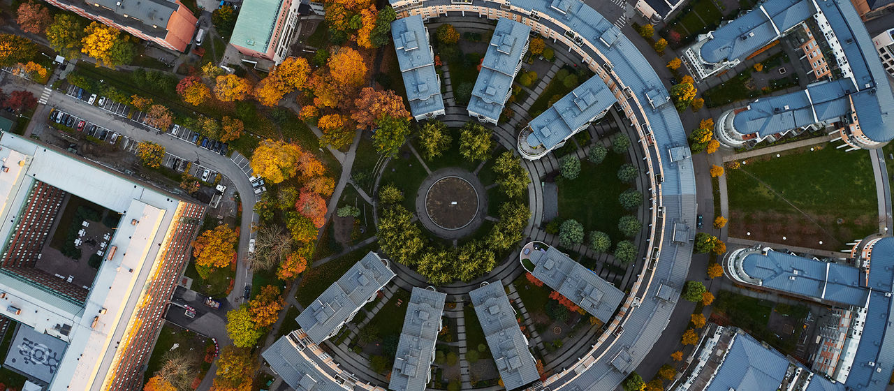 Top down view on city