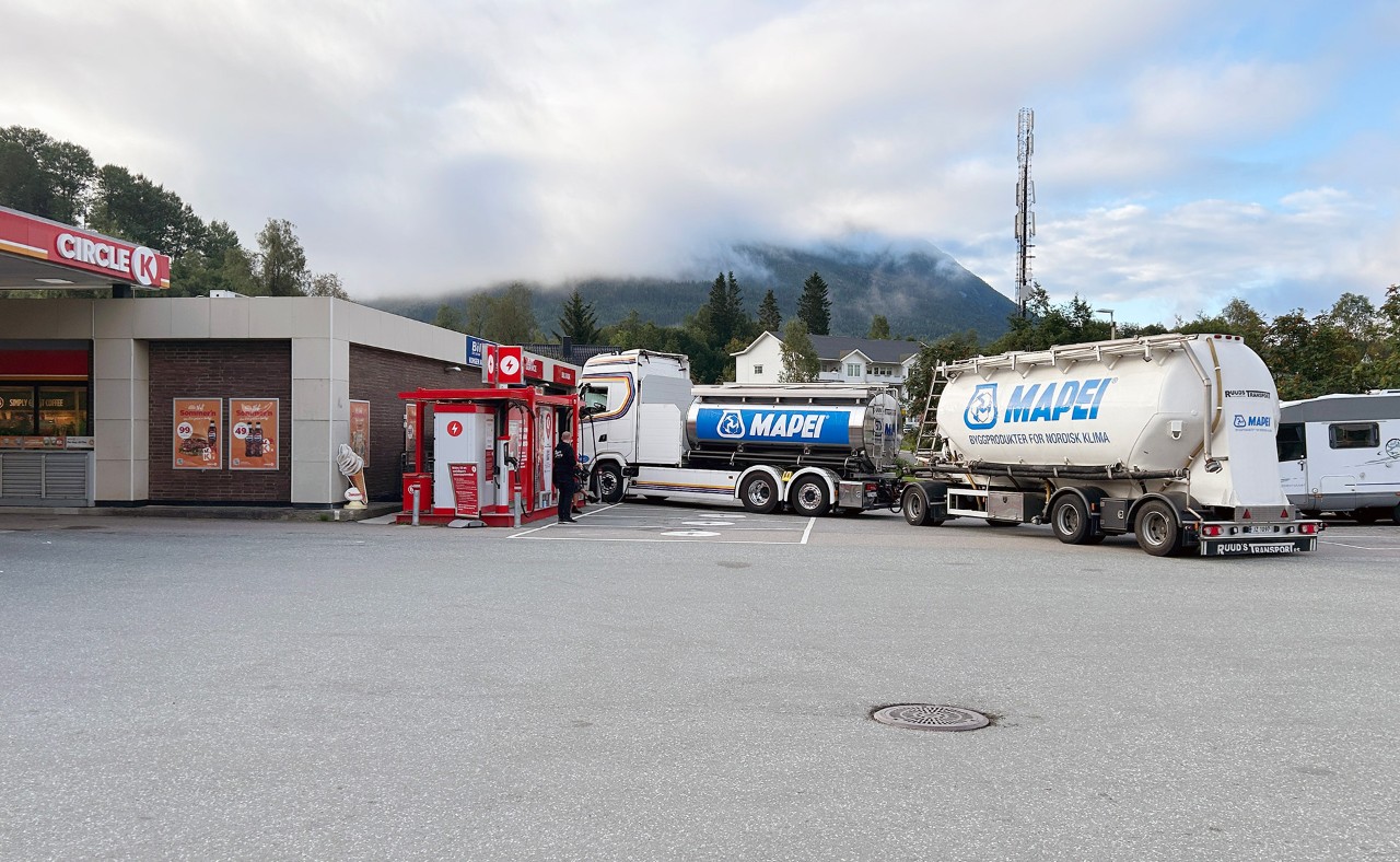 Truck at charging station