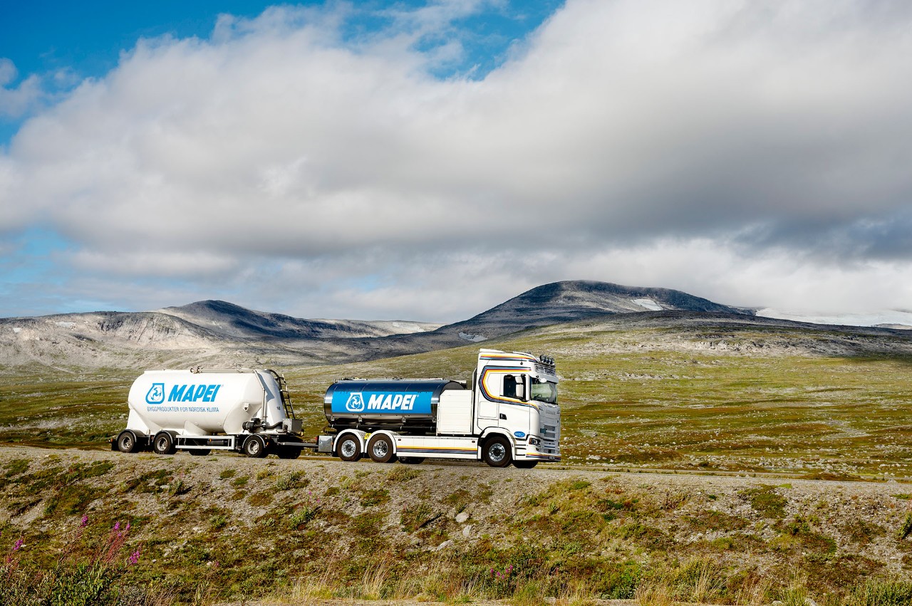 Truck driving on road