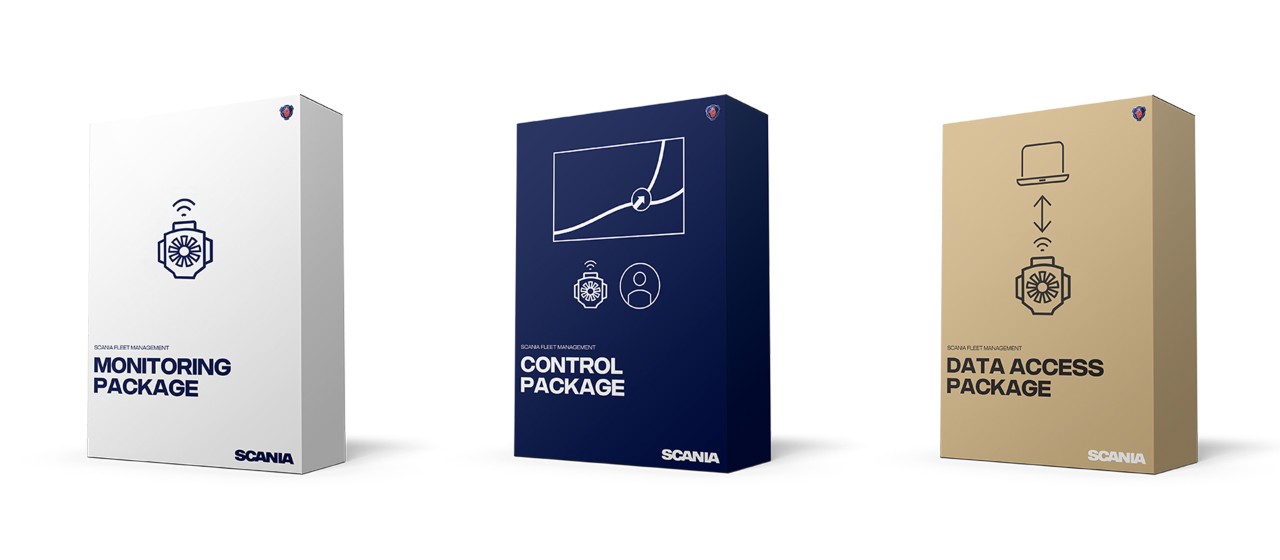 Servicios de gestión de flotas para motores, paquete de seguimiento, paquete de control y paquete de acceso a datos