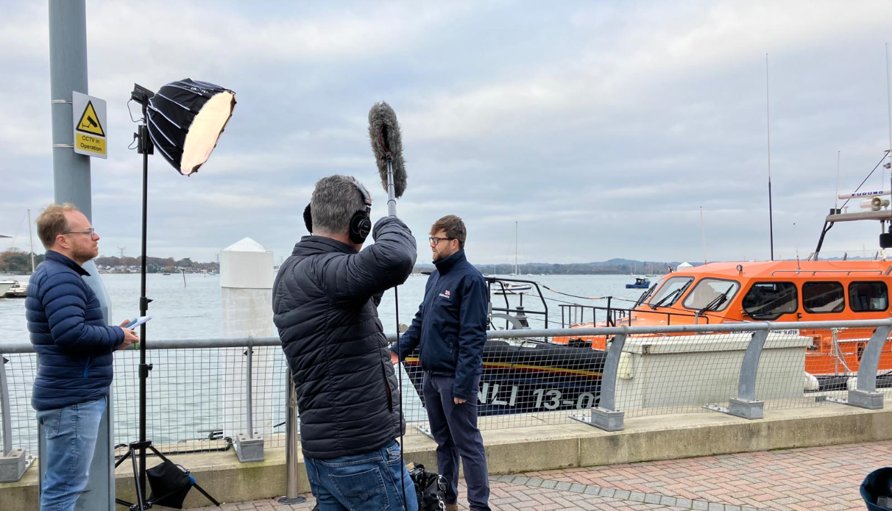 Film crew on set of Scania Family Marine
