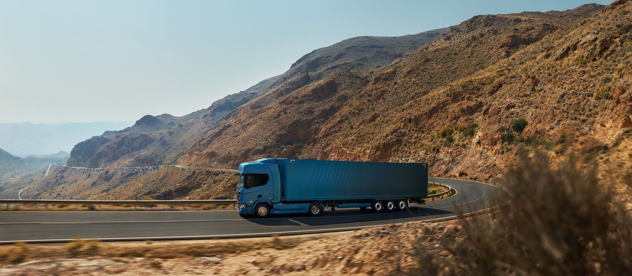 Scania super truck in landscape