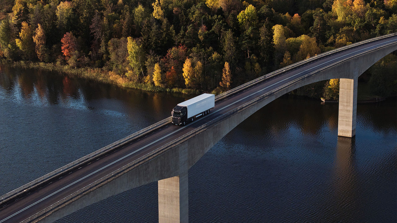 Truck on a bridge