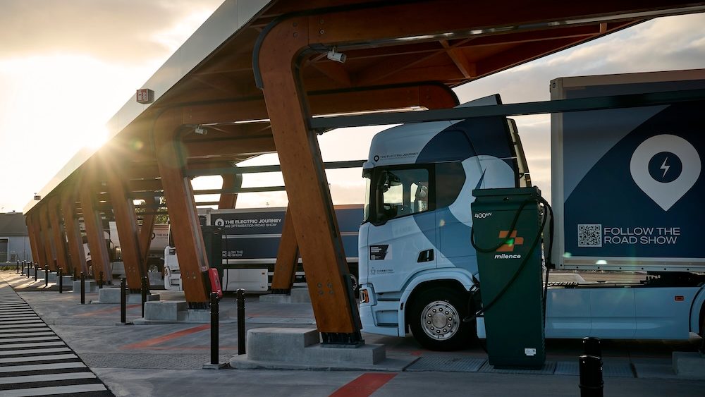 Scania's electric trucks travelling through 13 European cities in the “Electric Journey” roadshow.