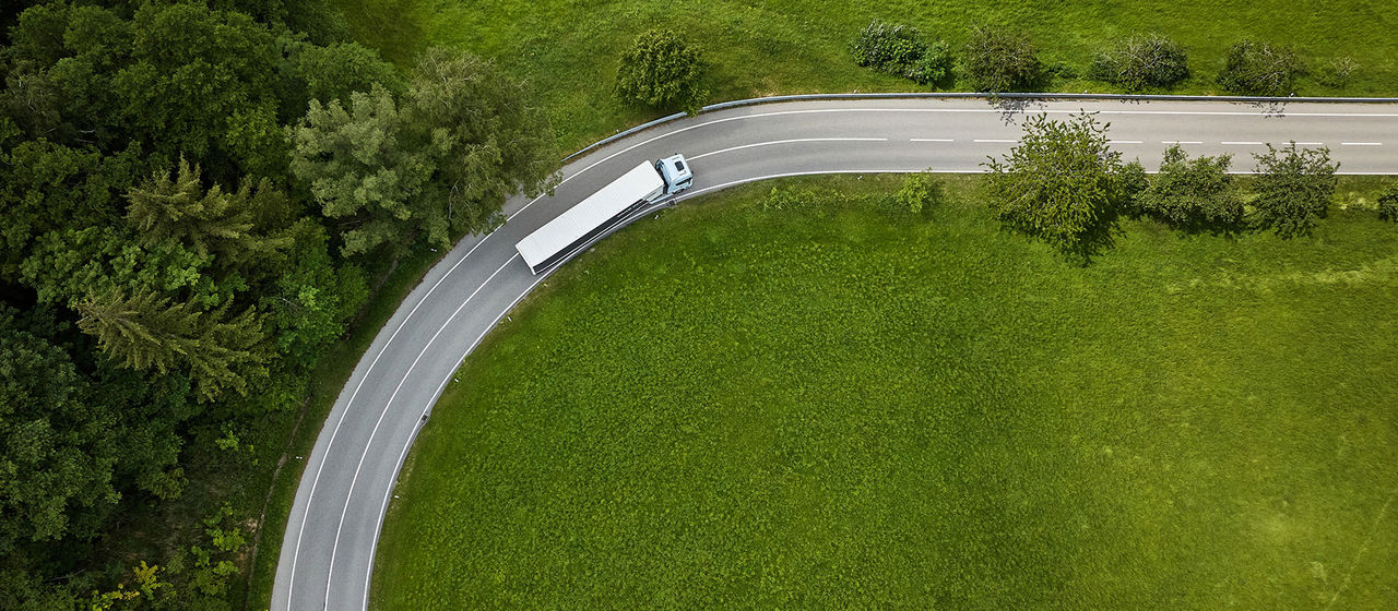 Aerial view of a truck
